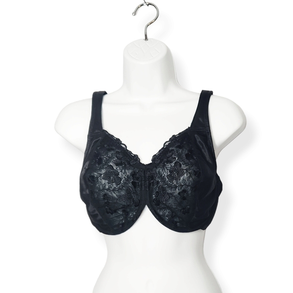 Breezies Lace Eclipse Underwire Support Bra Black Size 36DD A203576 - Picture 2 of 10